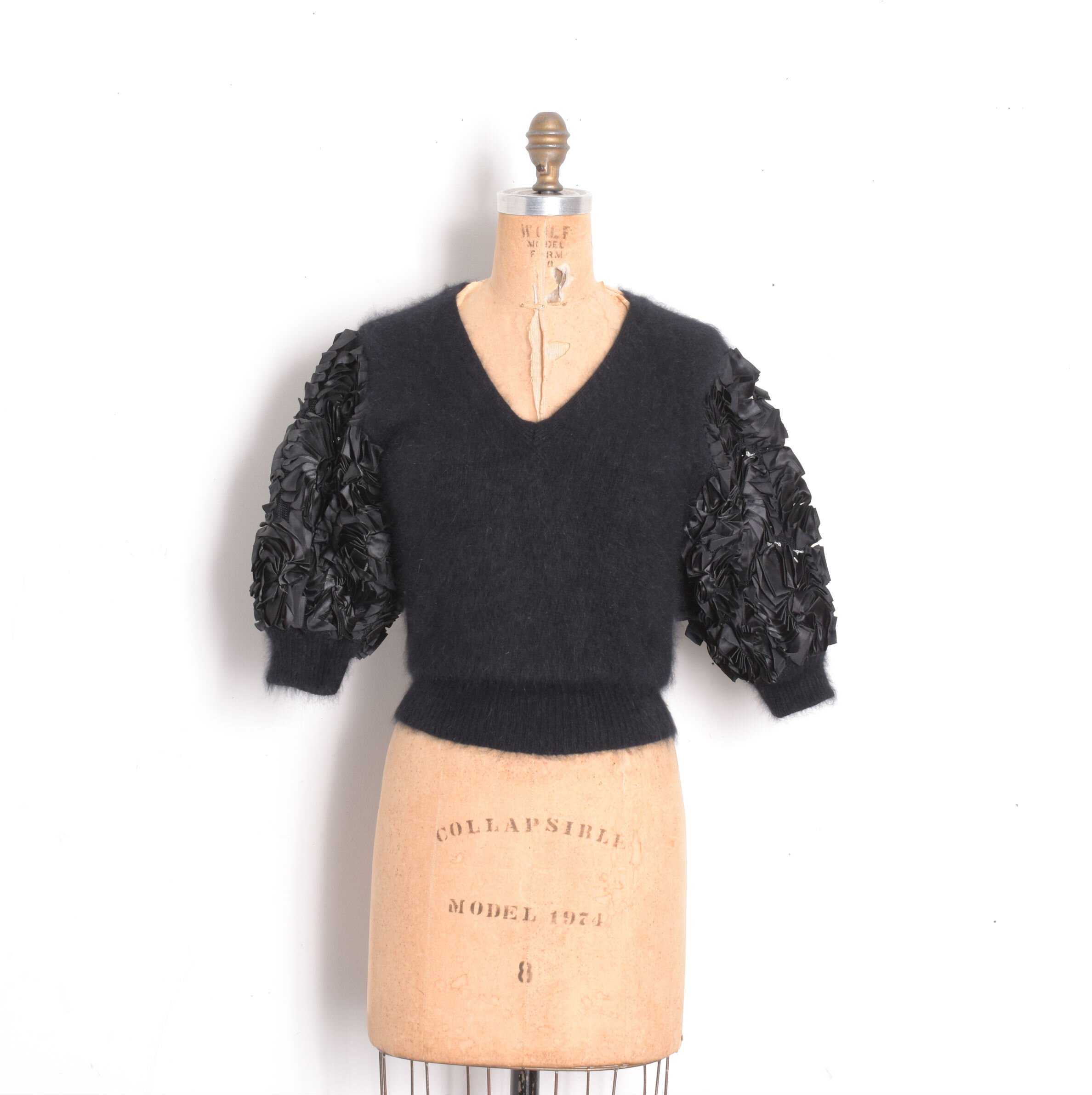 1980s Angora Puff Sleeve Sweater-XS/S/M — La Poubelle Vintage